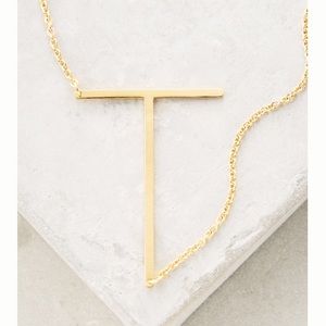 "Lucy" Letter T Gold Single Inital Necklace